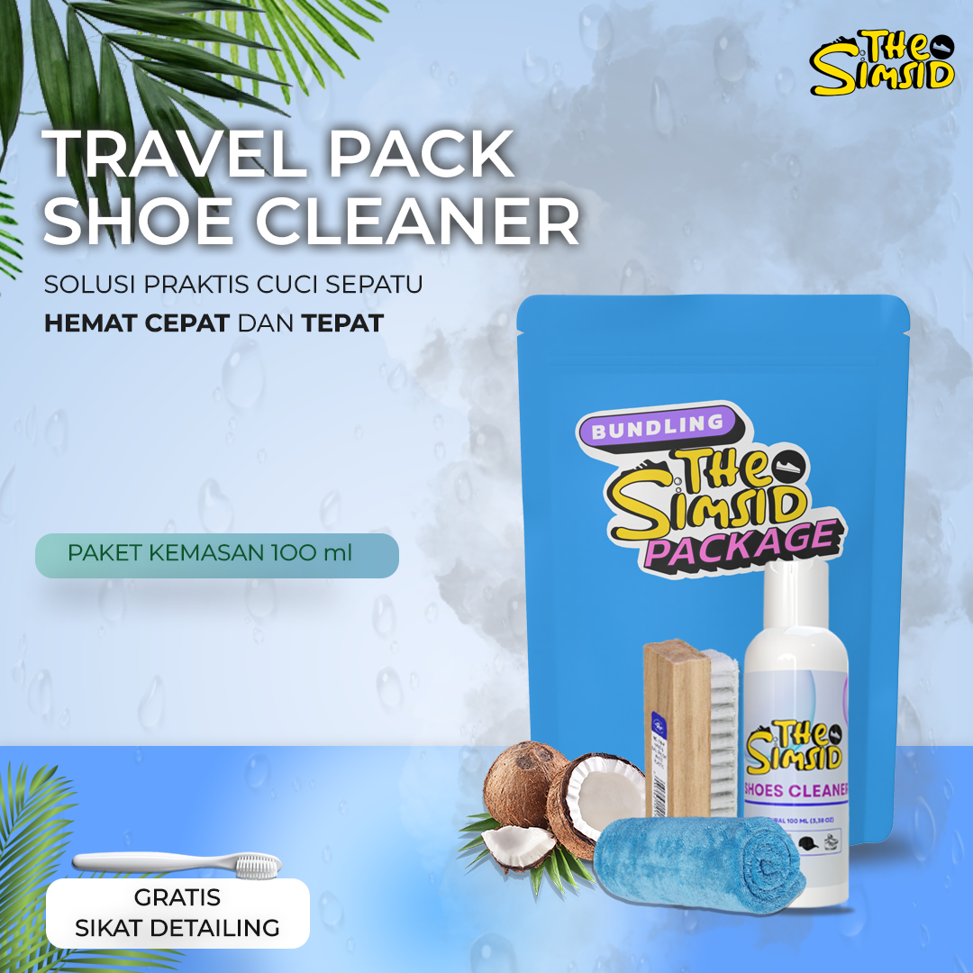 Travel Pack Standard Shoe Cleaner - Pembersih Sepatu 100ml + Sikat Premium + Microfiber | Sabun Minyak Kelapa